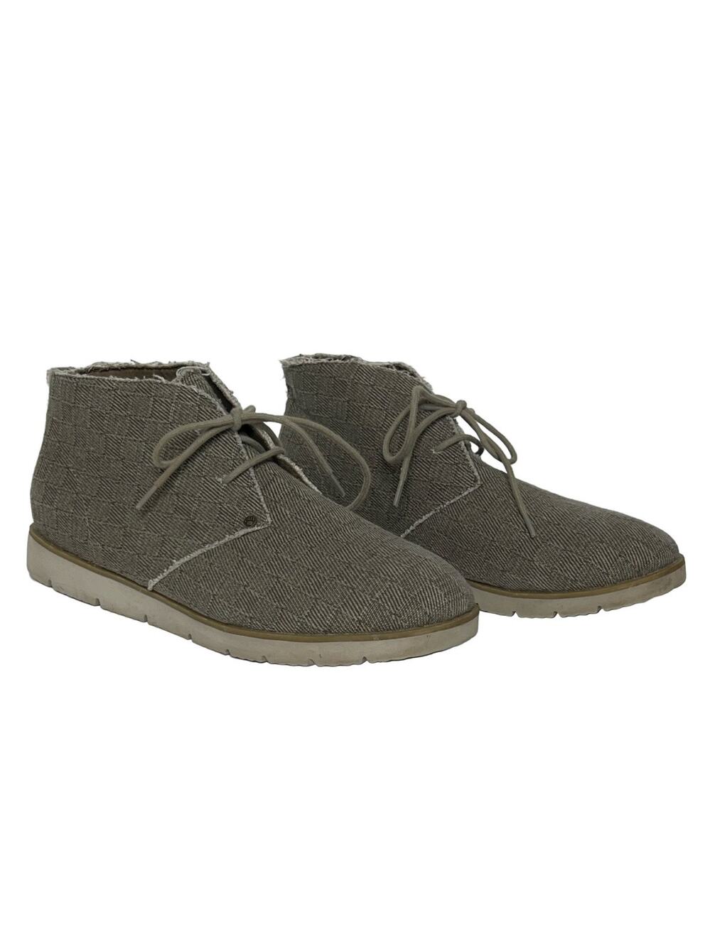 Bearpaw Cher Women's Taupe Canvas Frayed Lace Up Chukka Ankle Boots Shoe Size 9